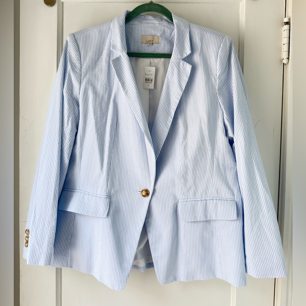 LOFT Striped Blue Blazer